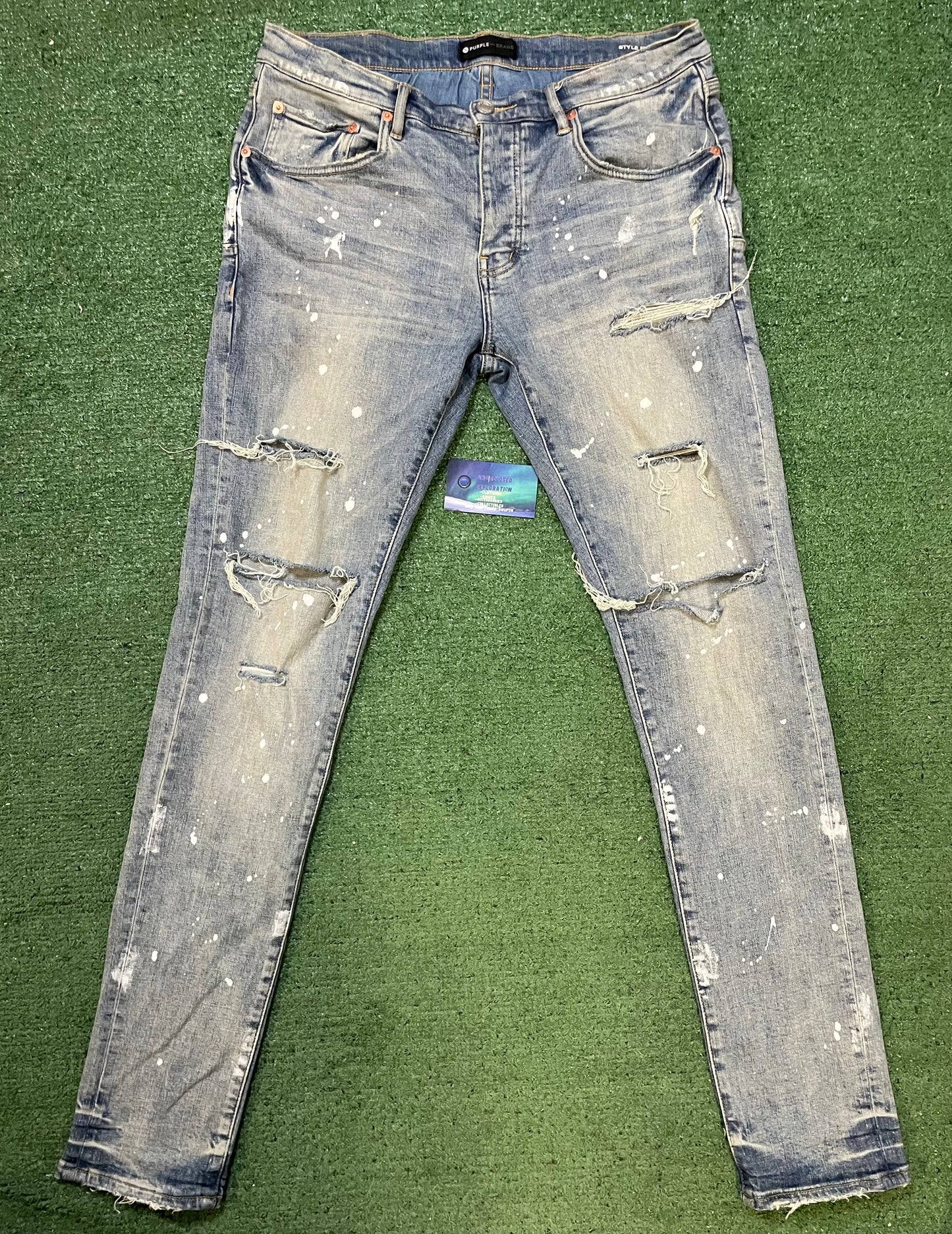 Purple Brand ripped splatter jeans