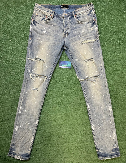 Purple Brand ripped splatter jeans