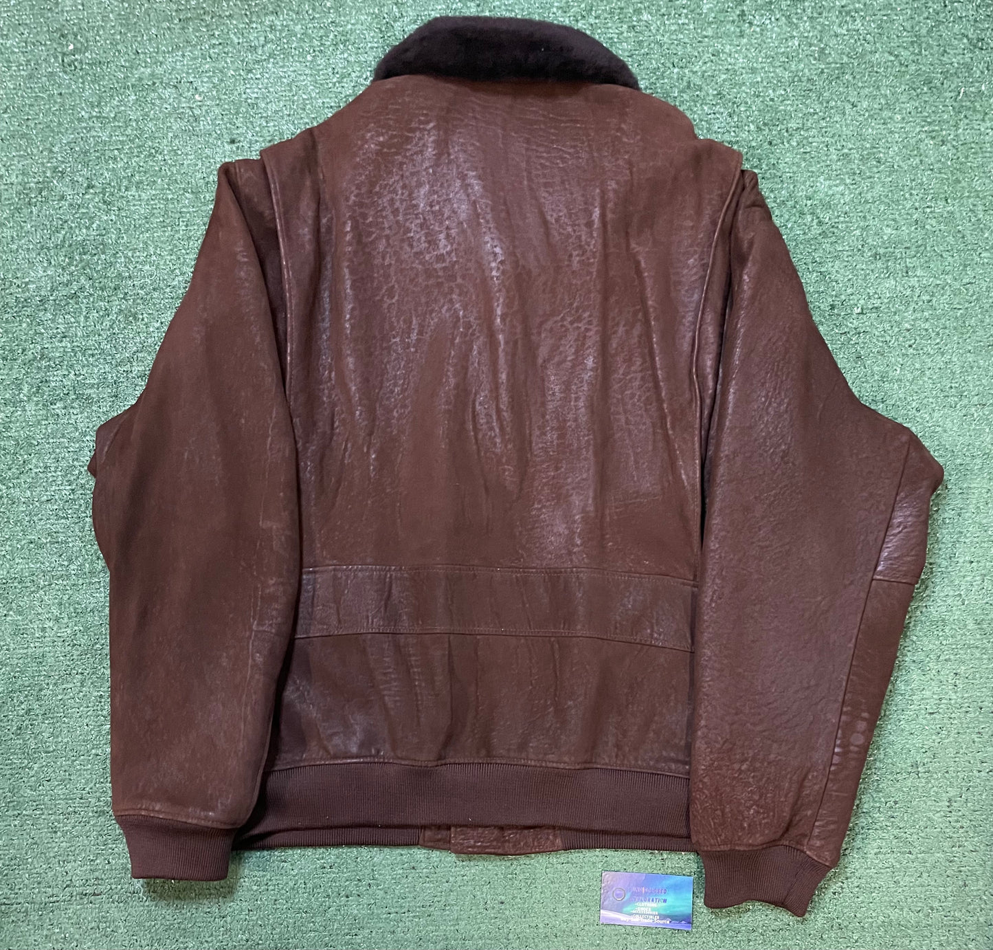 Vintage 1980s CAT aviator bomber brown leather jacket