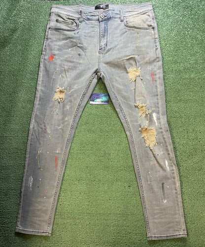 Serenade light wash paint splatter jeans