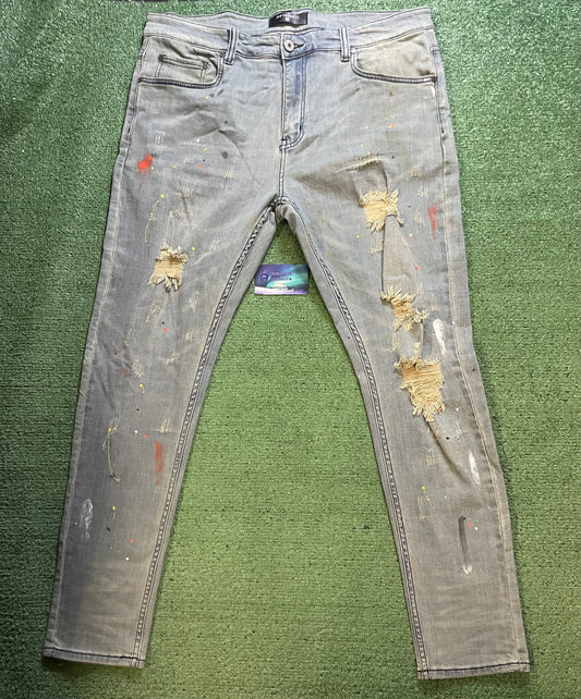 Serenade light wash paint splatter jeans
