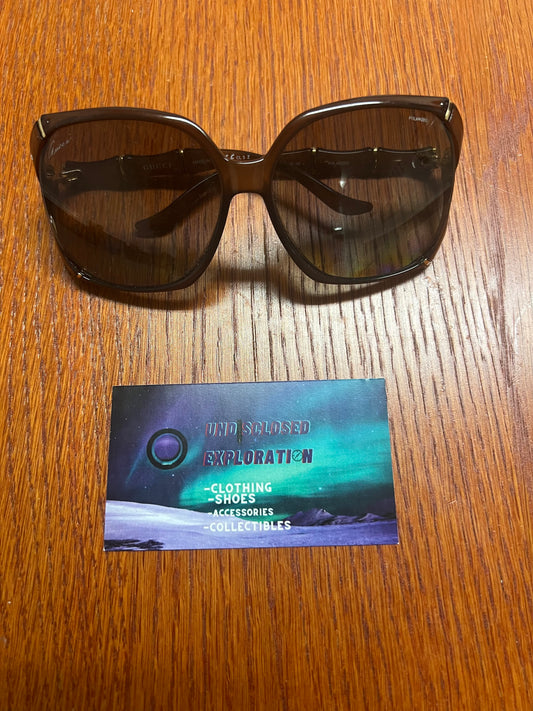 Gucci bamboo brown and gold sunglasses