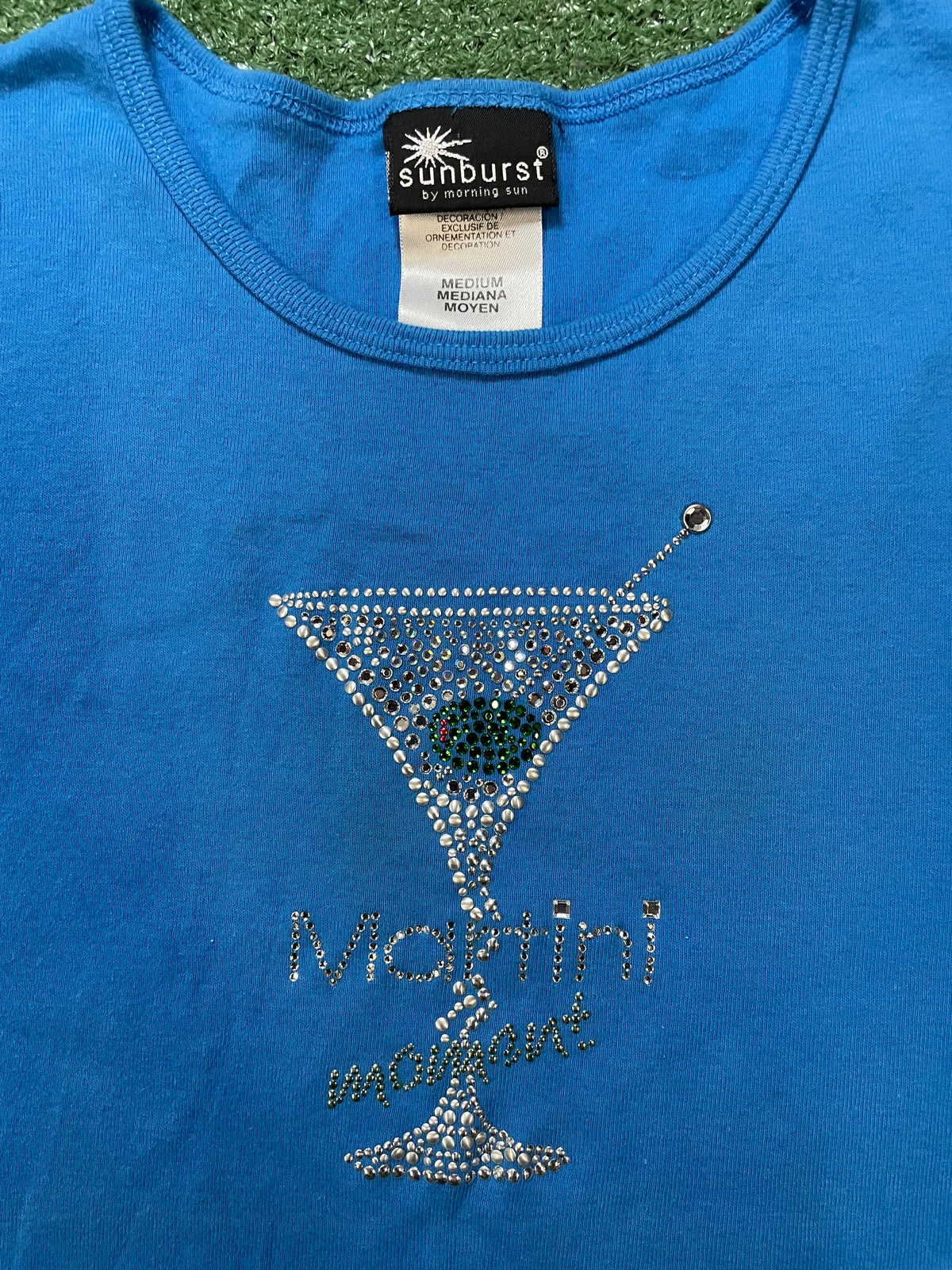 Martini moment rhinestone blue longsleeve