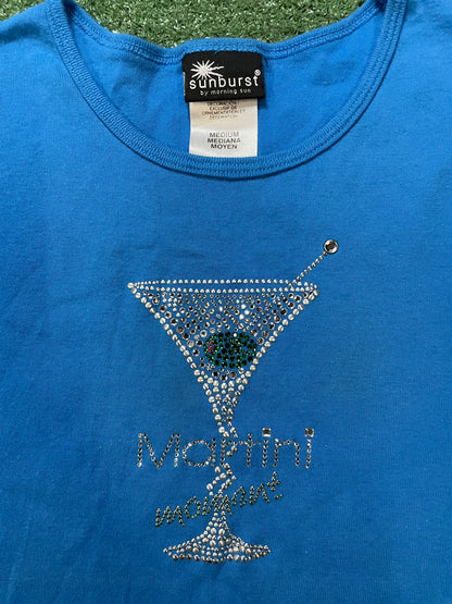 Martini moment rhinestone blue longsleeve
