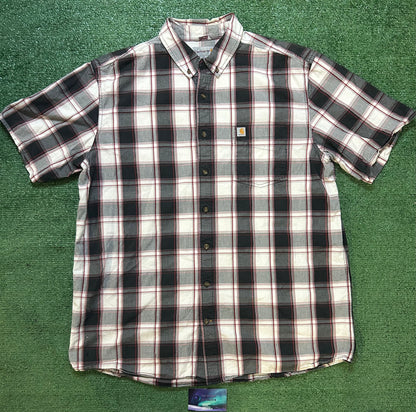 Carhartt black and white button up short sleeve