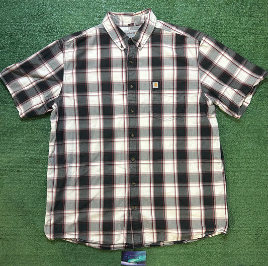 Carhartt black and white button up short sleeve