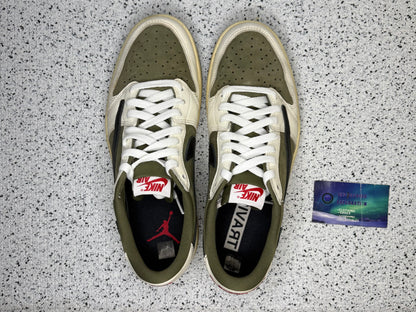 Jordan 1 Low Travis Scott Medium Olive 9.5 Men/11 Women “Preowned”