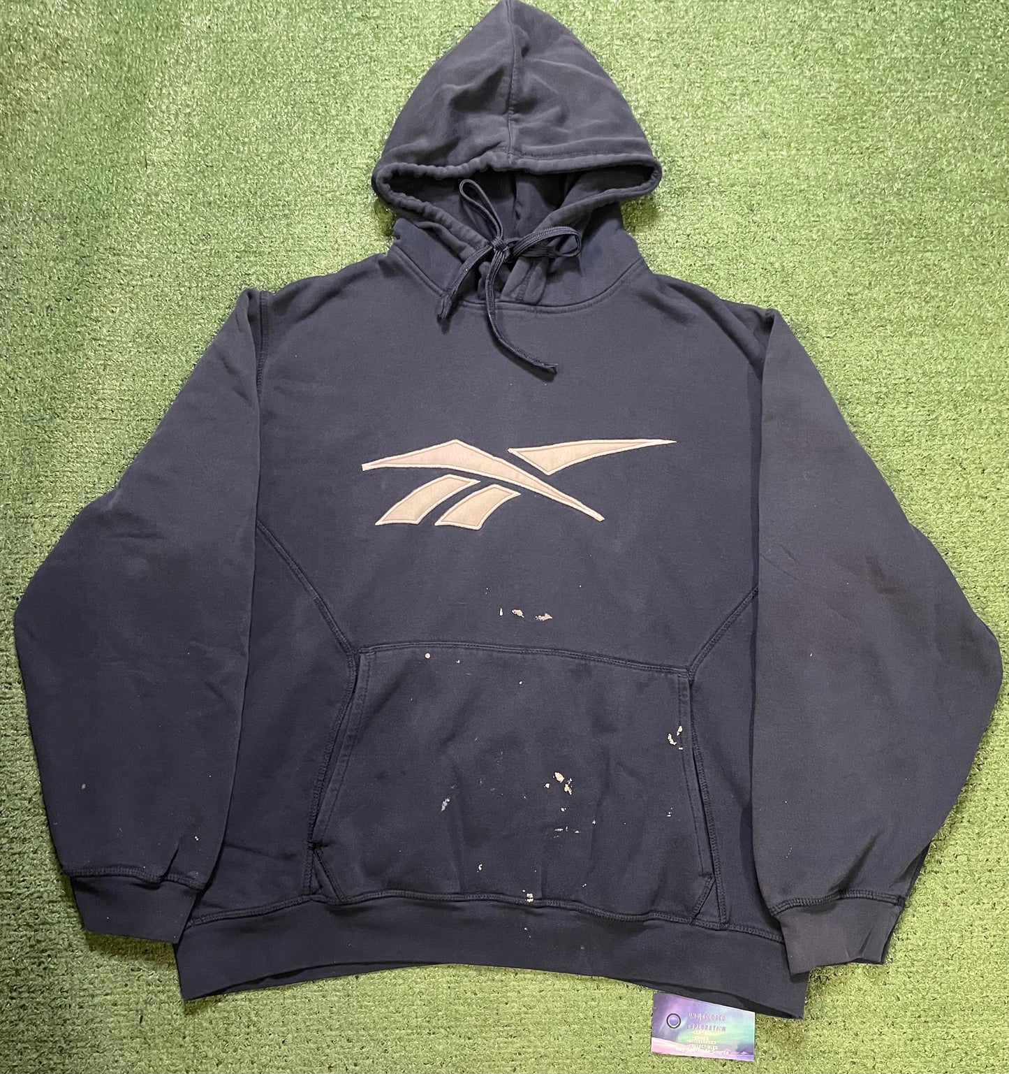 Vintage Reebok navy paint splatter hoodie
