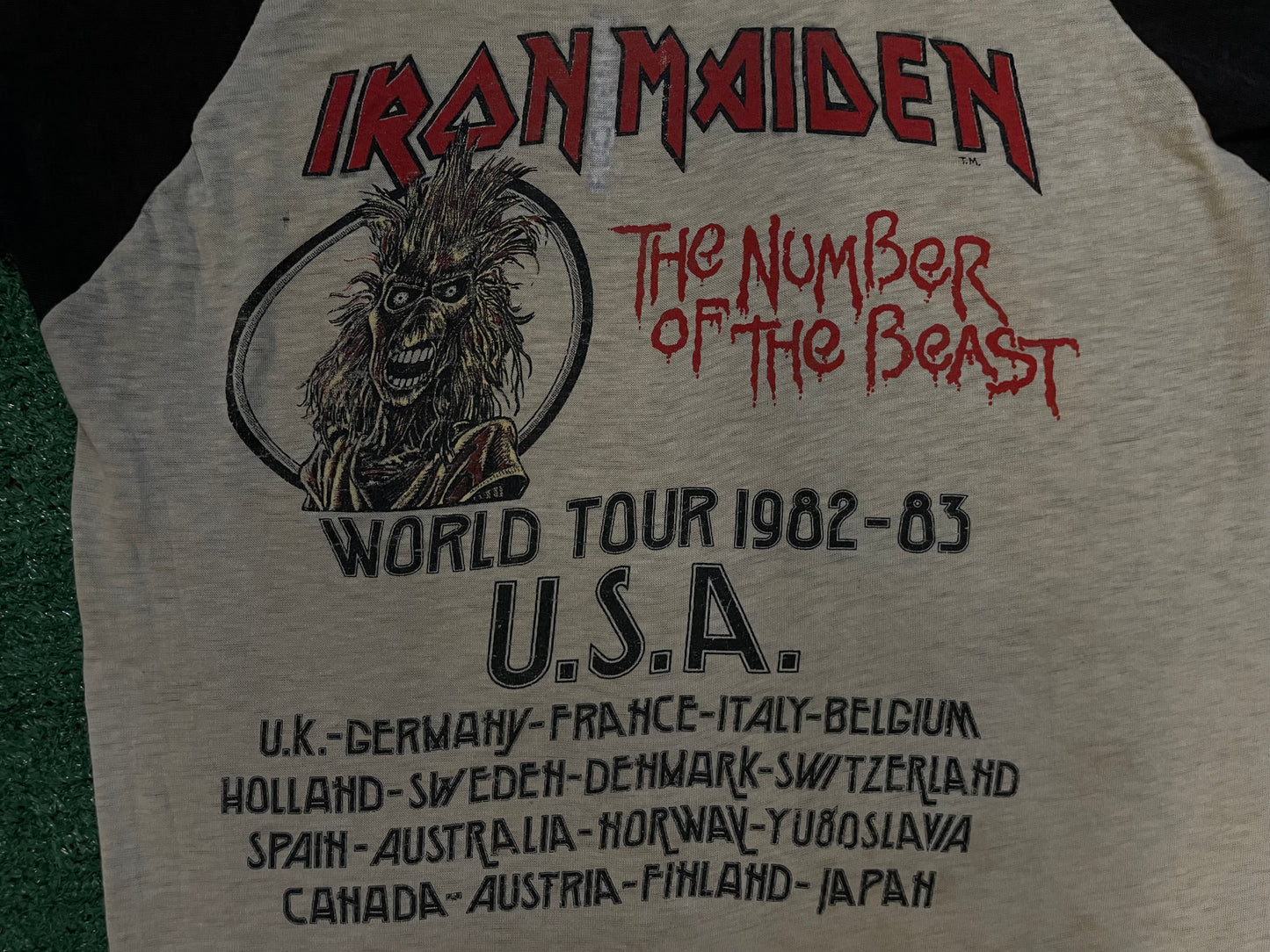 Vintage 1980s Iron Maiden number of the beast world tour tee