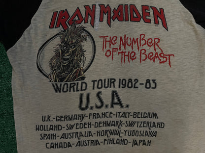 Vintage 1980s Iron Maiden number of the beast world tour tee