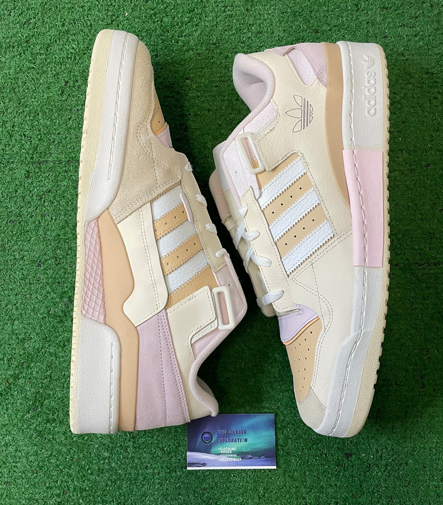 Adidas forum exhibit low ecru tint halo amber