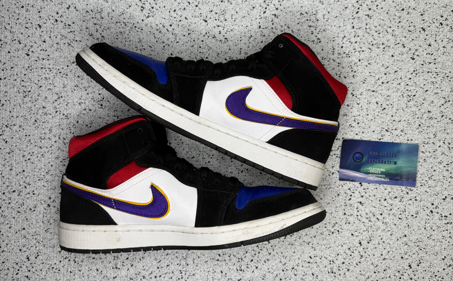 Jordan 1 Mid Lakers Top 3 9.5 Men/11 Women “Preowned”
