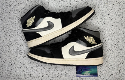 Jordan 1 Mid Satin Grey Toe 9.5 Men/11 Women “Preowned”