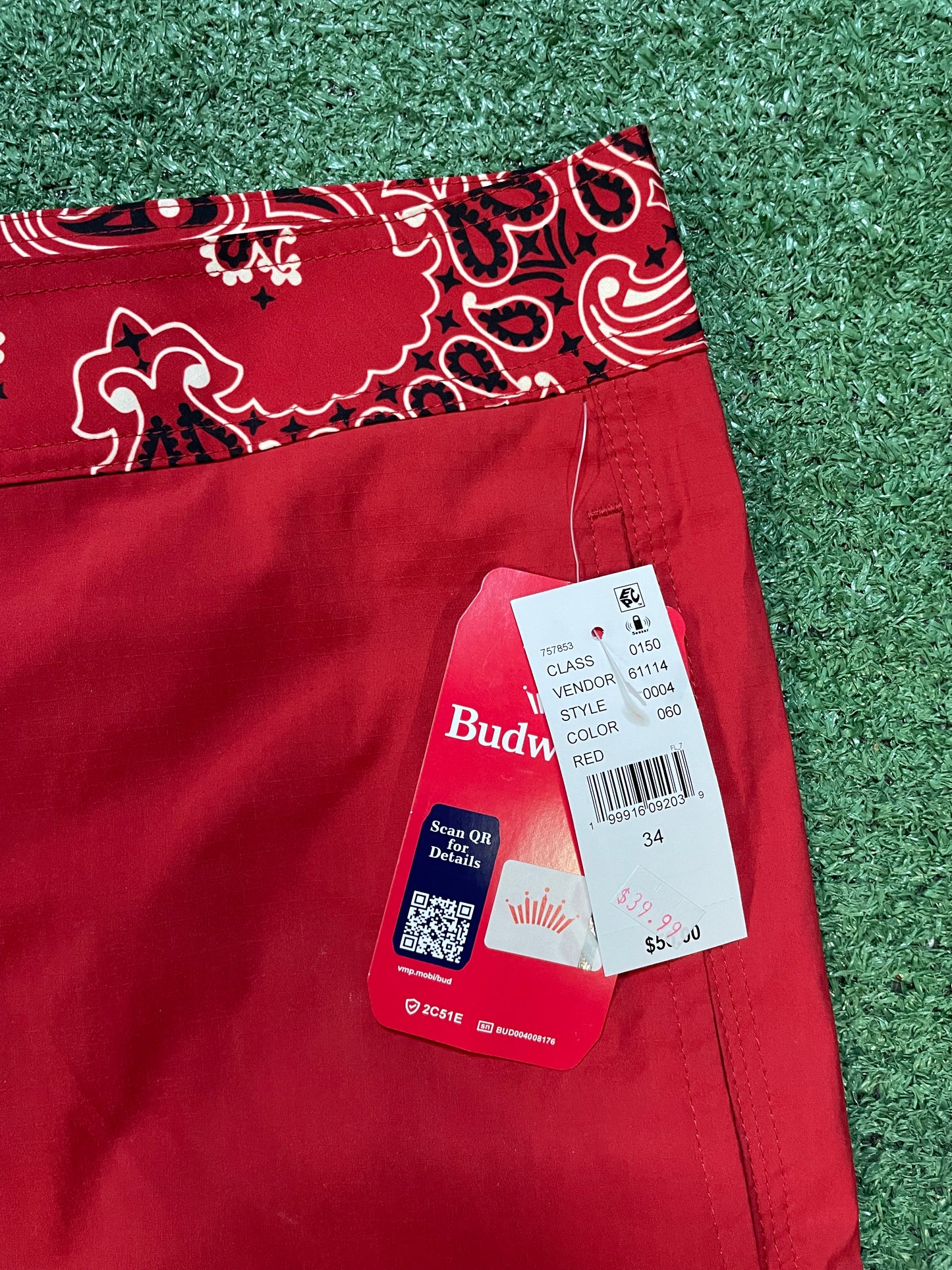 Budweiser king of bud red paisley shorts