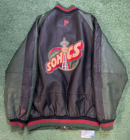 Vintage 1990s Seattle Sonics pro player leather jacket