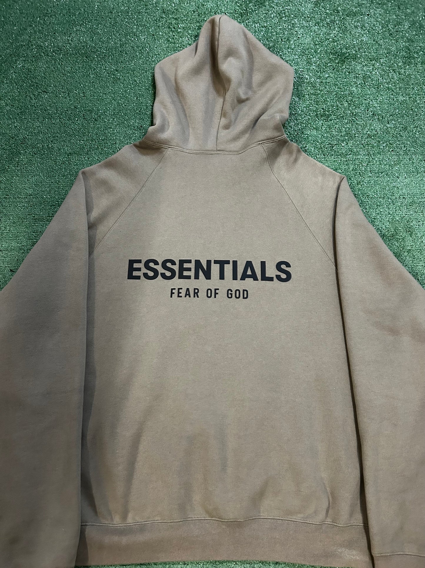 Fear of god essentials brown hoodie