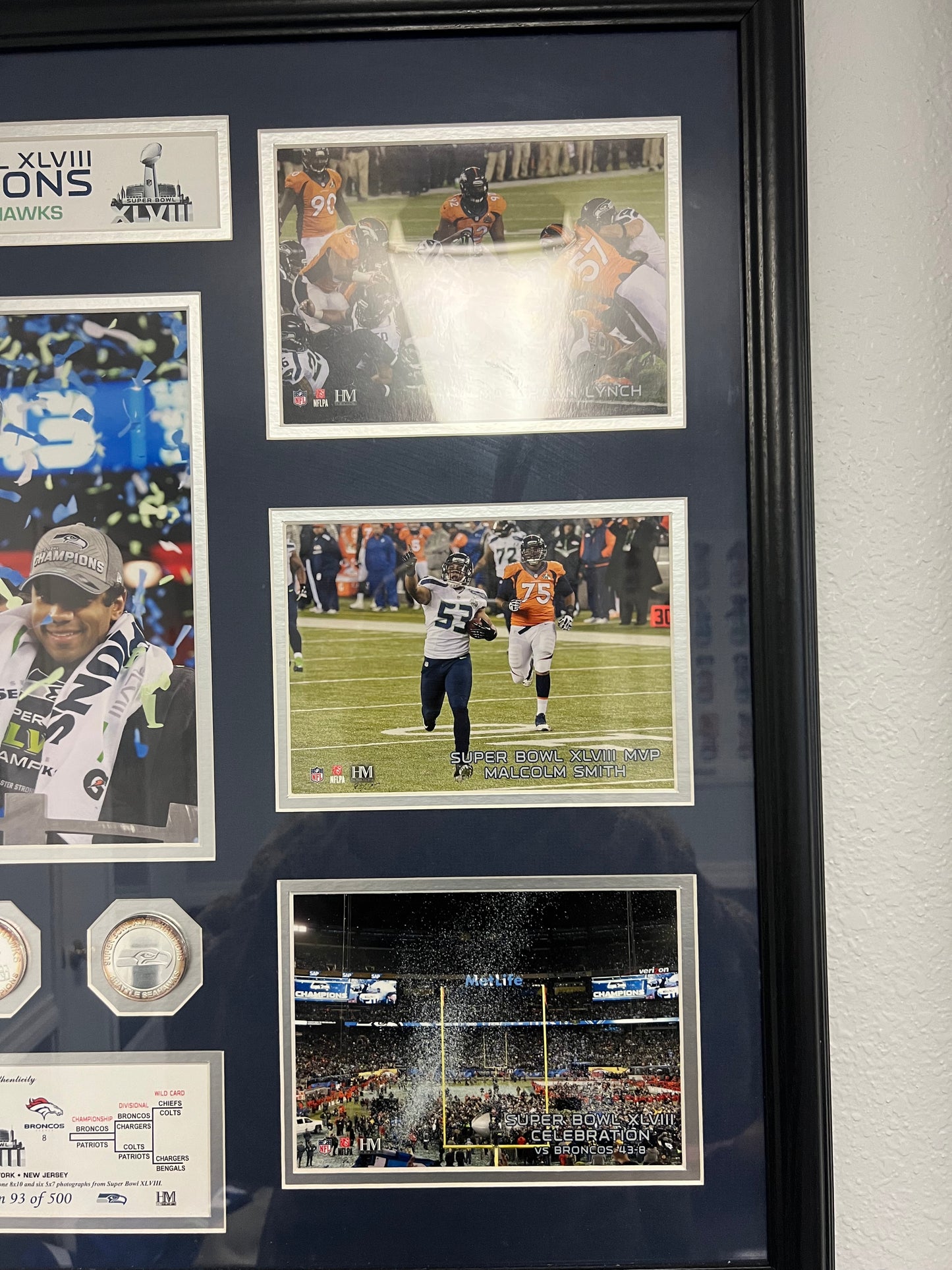 Seattle Seahawks Super Bowl XLVIII 48 2014 limited edition 93 of 500 plaque