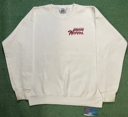 Vintage 1990s South Kitsap Wolves white & maroon crewneck
