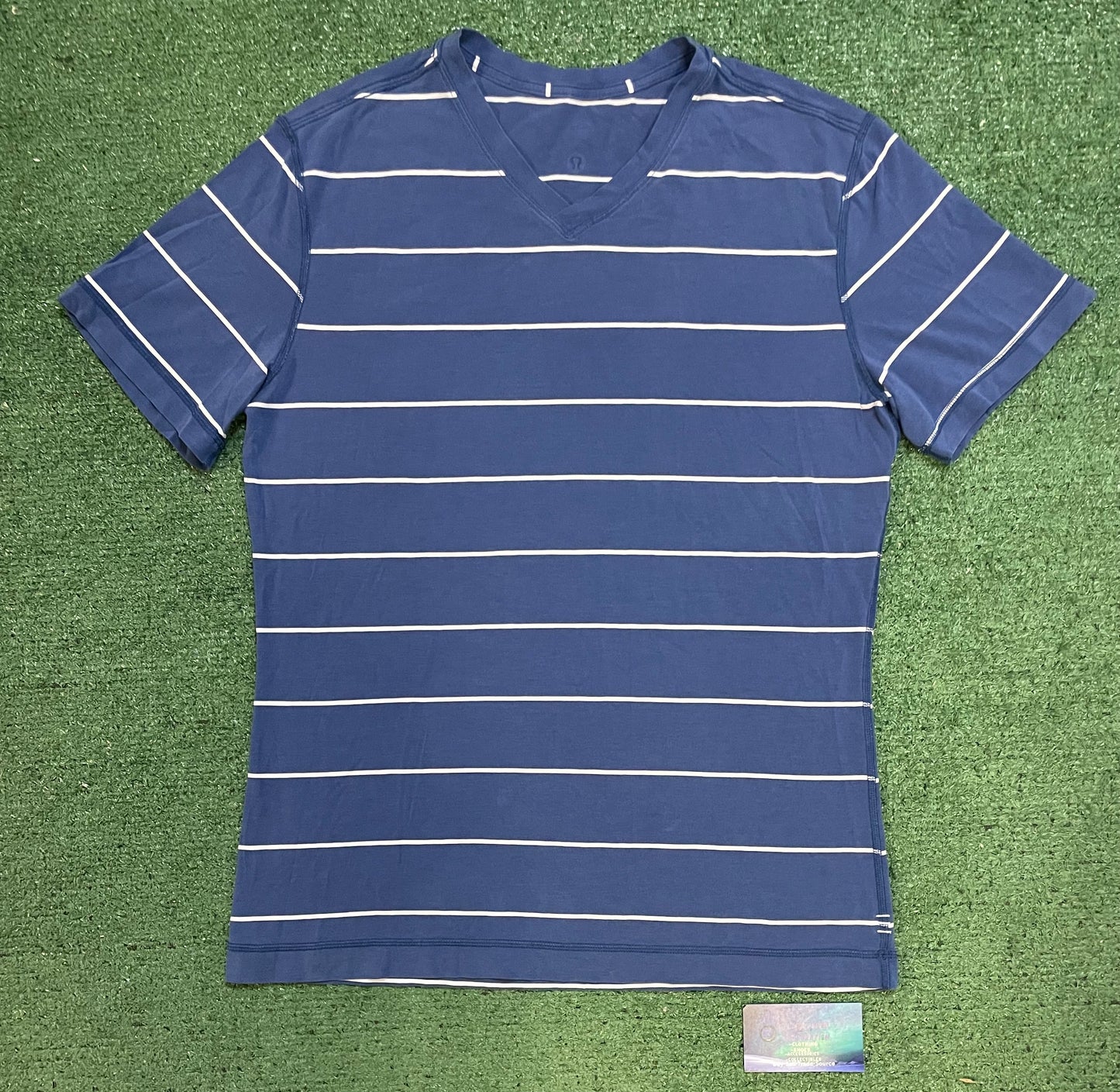 Lululemon striped blue and white tee
