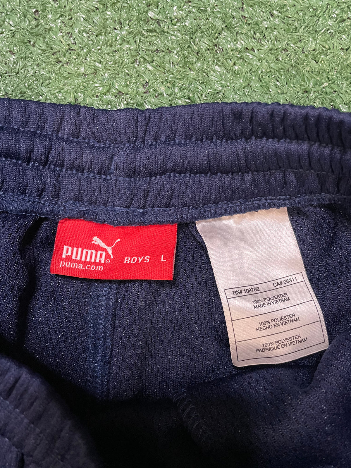 Puma navy & white youth shorts