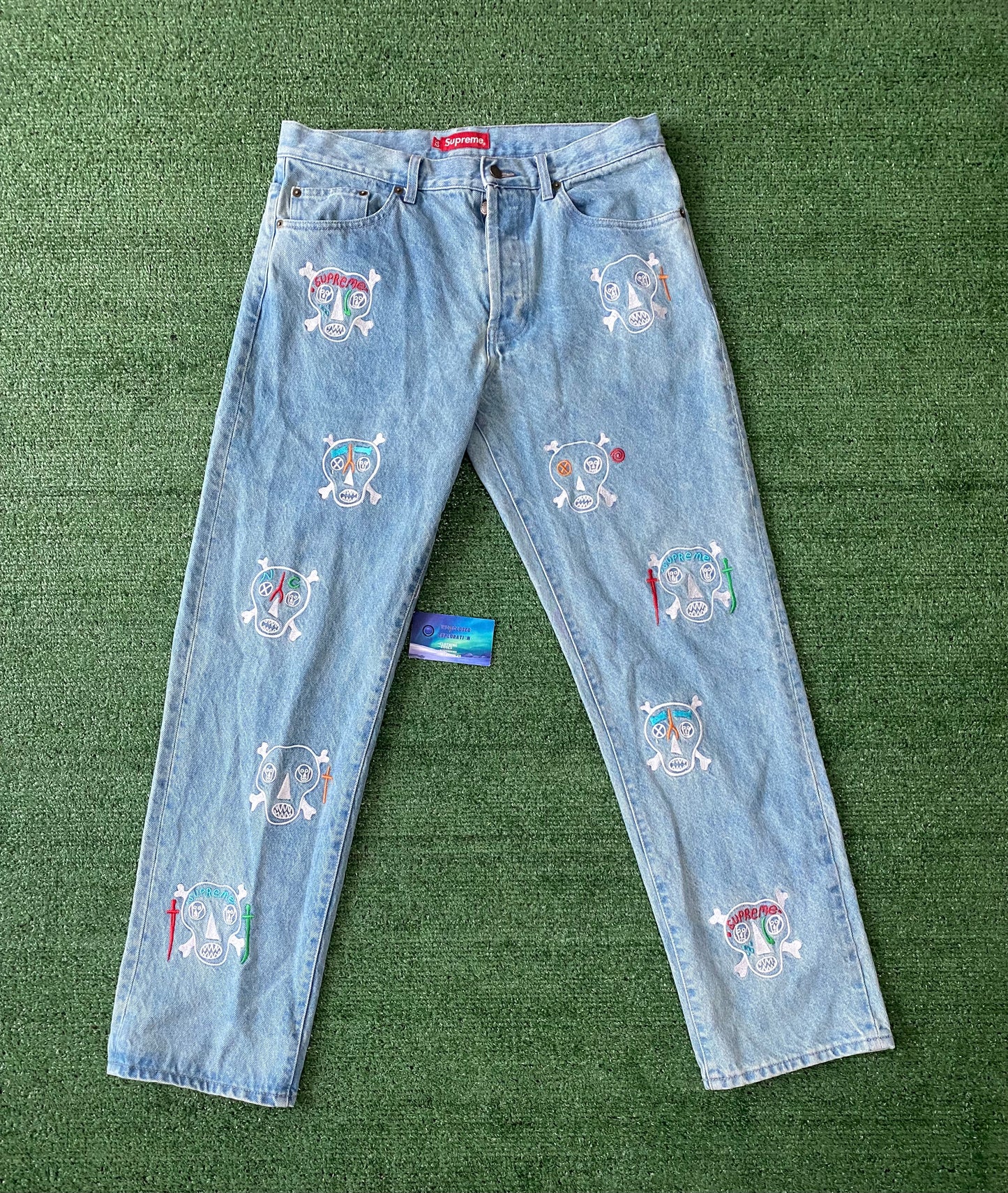 Supreme Clayton Patterson Skulls Embroidered Jean