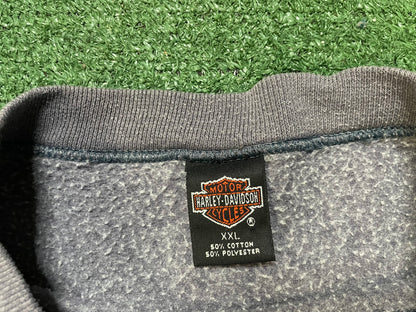 Vintage 1990s Harley Davidson embroidered grey El Paso Texas flame crewneck