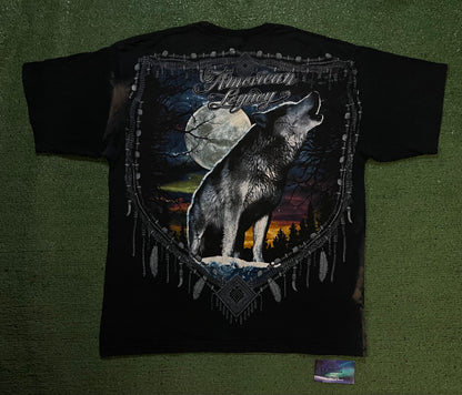 Vintage American Legacy wolves howling double sided tee