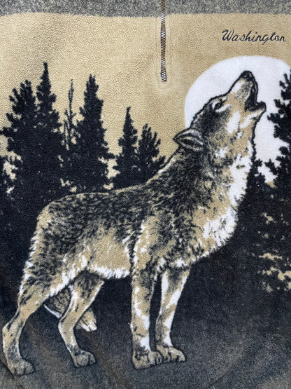 Vintage 1990s Washington wolves all over print quarter zip