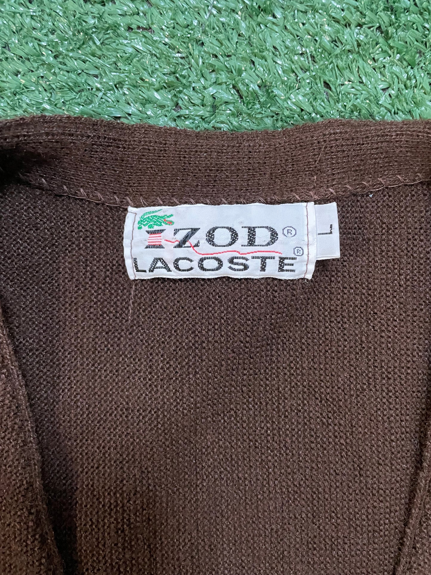 Vintage 1970s Lacoste Izod Dark Brown Cardigan