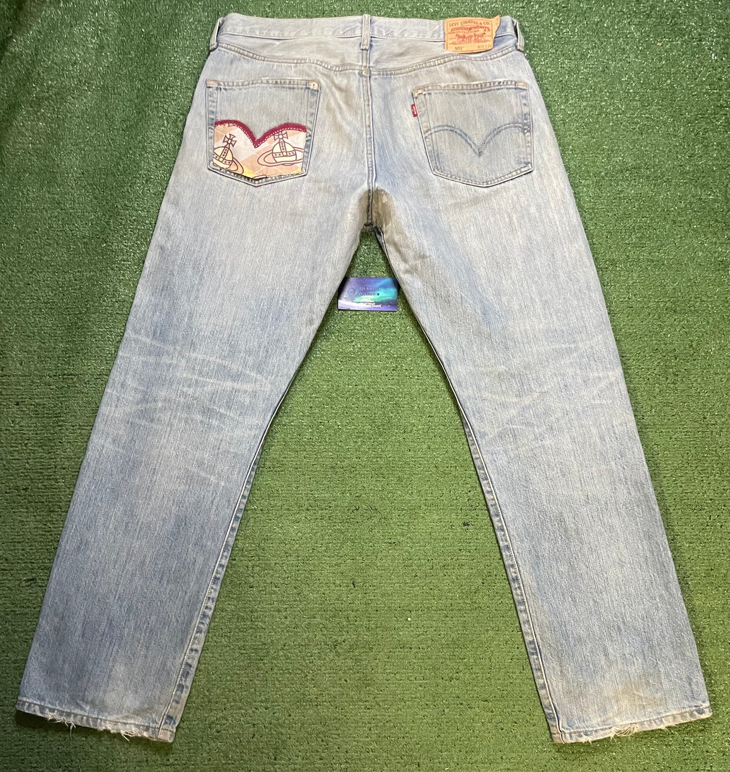 Vintage Levi light wash Vivienne westwood custom jeans