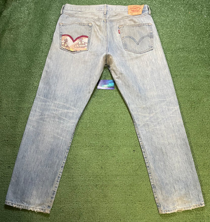 Vintage Levi light wash Vivienne westwood custom jeans