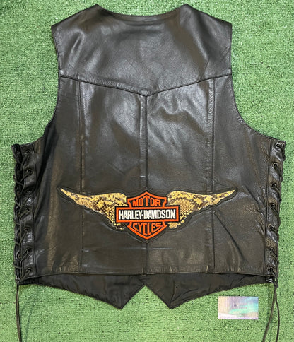 Vintage Harley Davidson leather embroidered wings vest