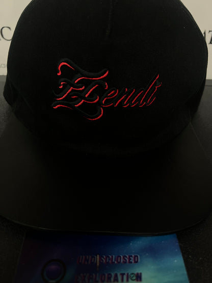 Fendi black and red embroidered hat