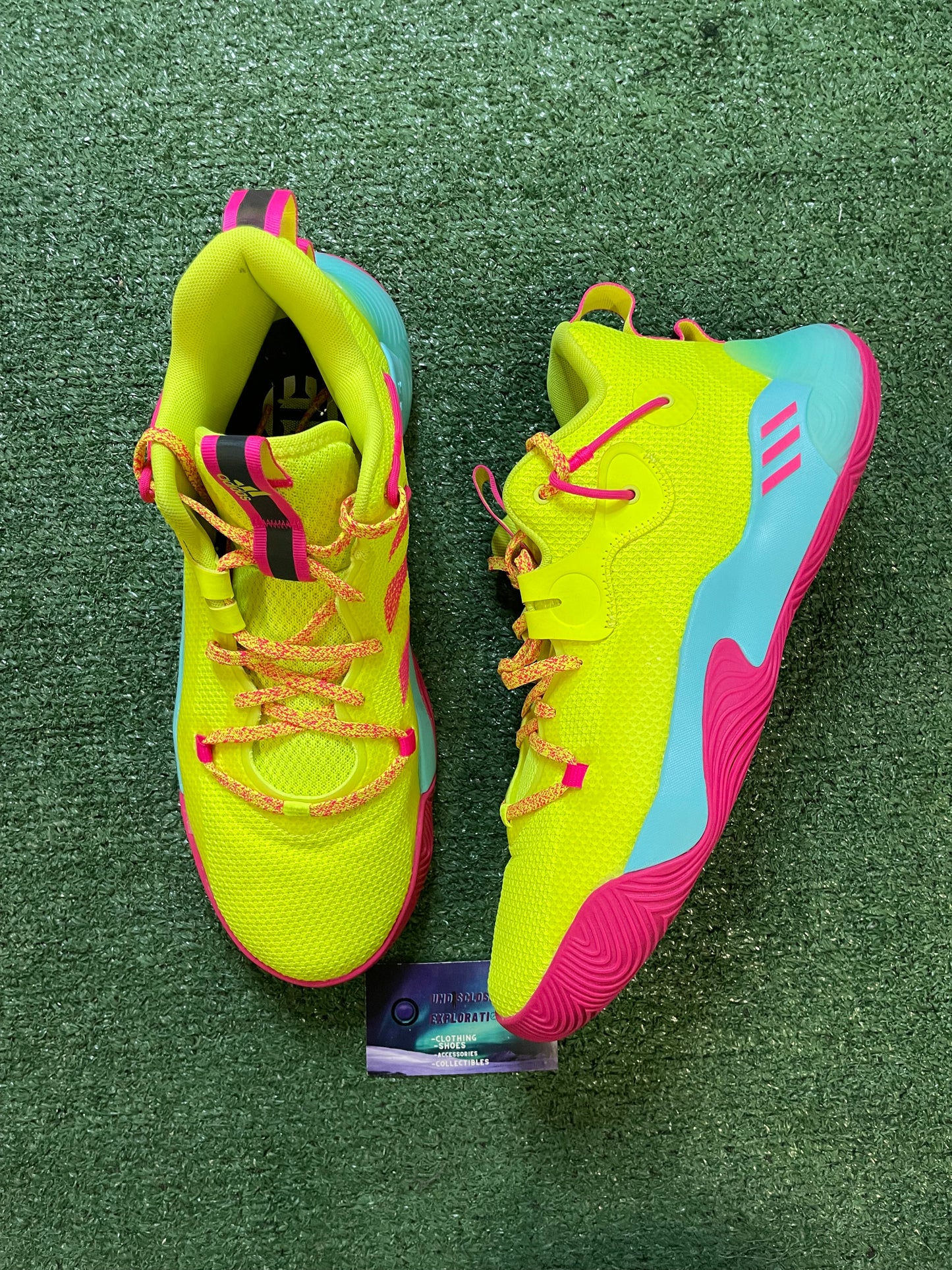 Adidas harden stepback 3 solar yellow shock pink size 11men/12.5women