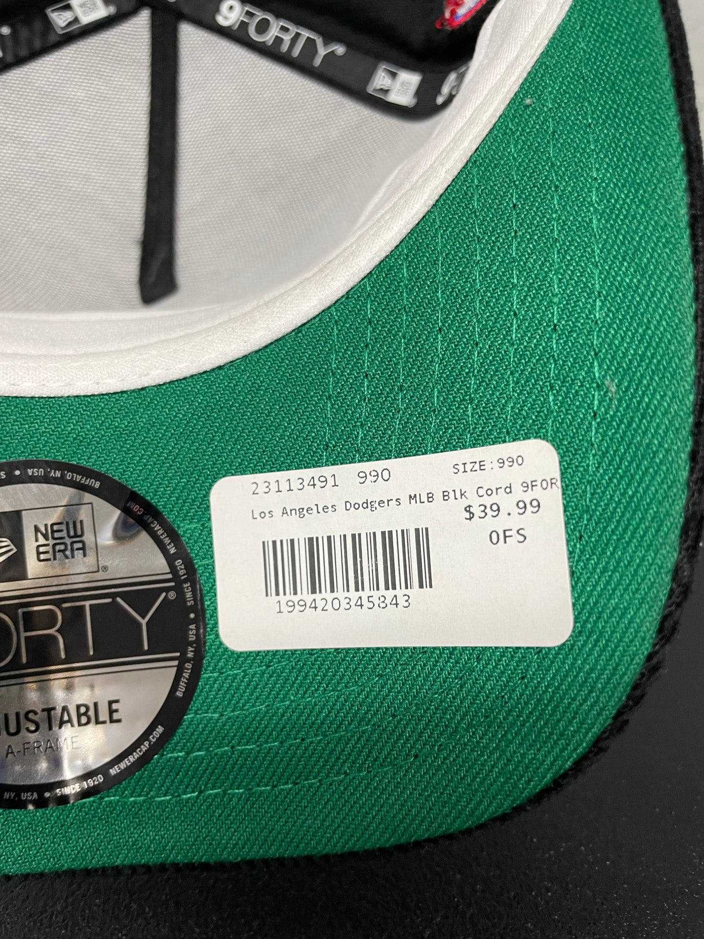 LA black corduroy Los Angeles 1984 patch hat