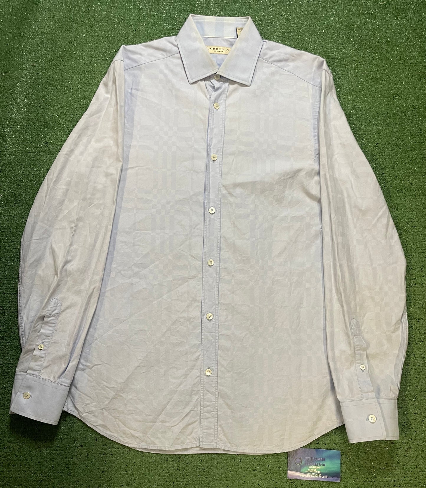 Burberry light blue tonal check pattern shirt
