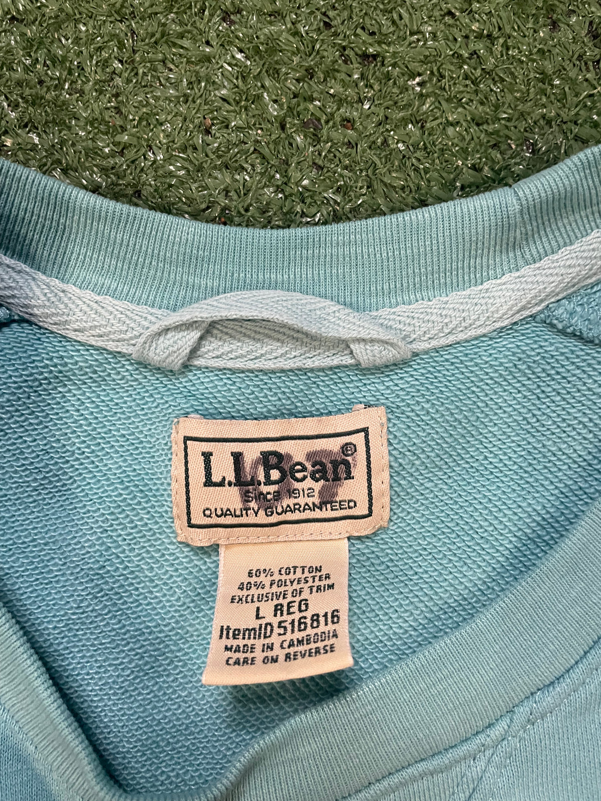 L.L. Bean light blue pocket crewneck