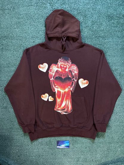 Out of love love me while I’m here brown hoodie