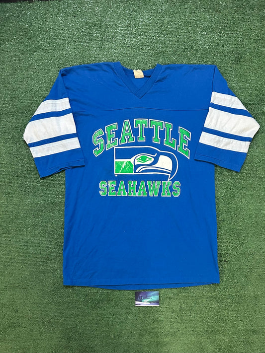 Vintage 1990s Seattle Seahawks striped tee