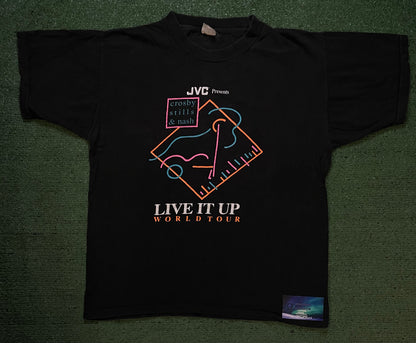 Vintage 1990 CROSBY Stills & NASH Live It Up JVC Tour tee