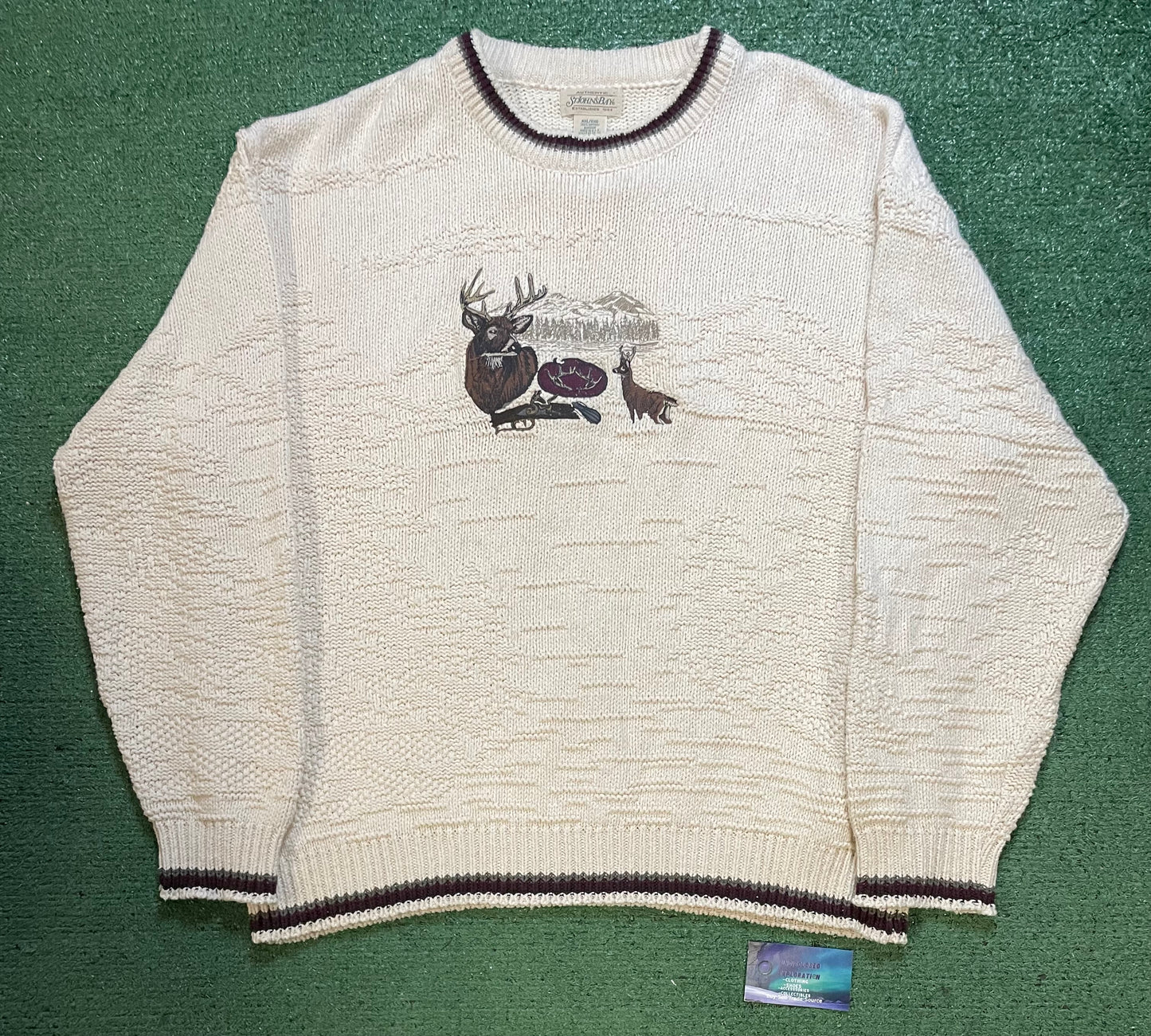 Vintage 1990s Deer knit embroidered crewneck
