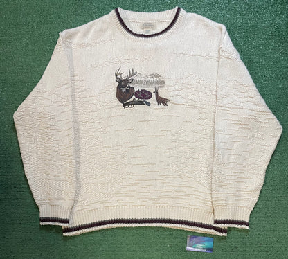 Vintage 1990s Deer knit embroidered crewneck