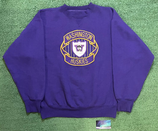 Vintage 1990s Washington Huskies UW University of Washington  embroidered crewneck