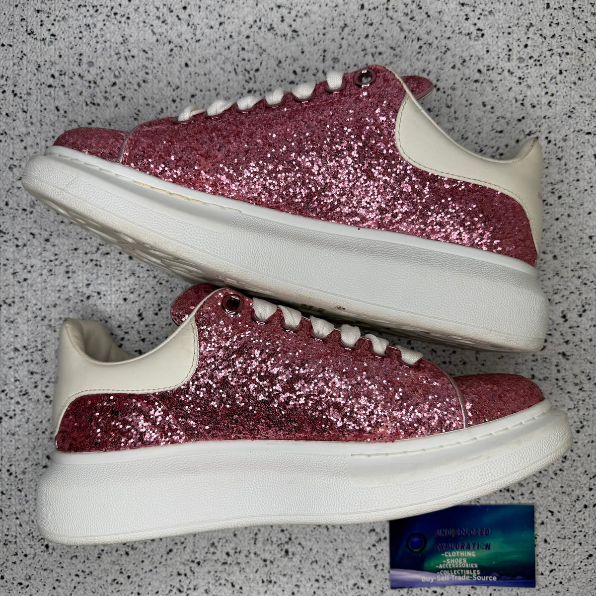 Alexander McQueen Oversized Sneaker Pink Glitter 38 EU/ 5 US “Preowned”