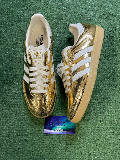 Adidas samba gold metallic cracked leather