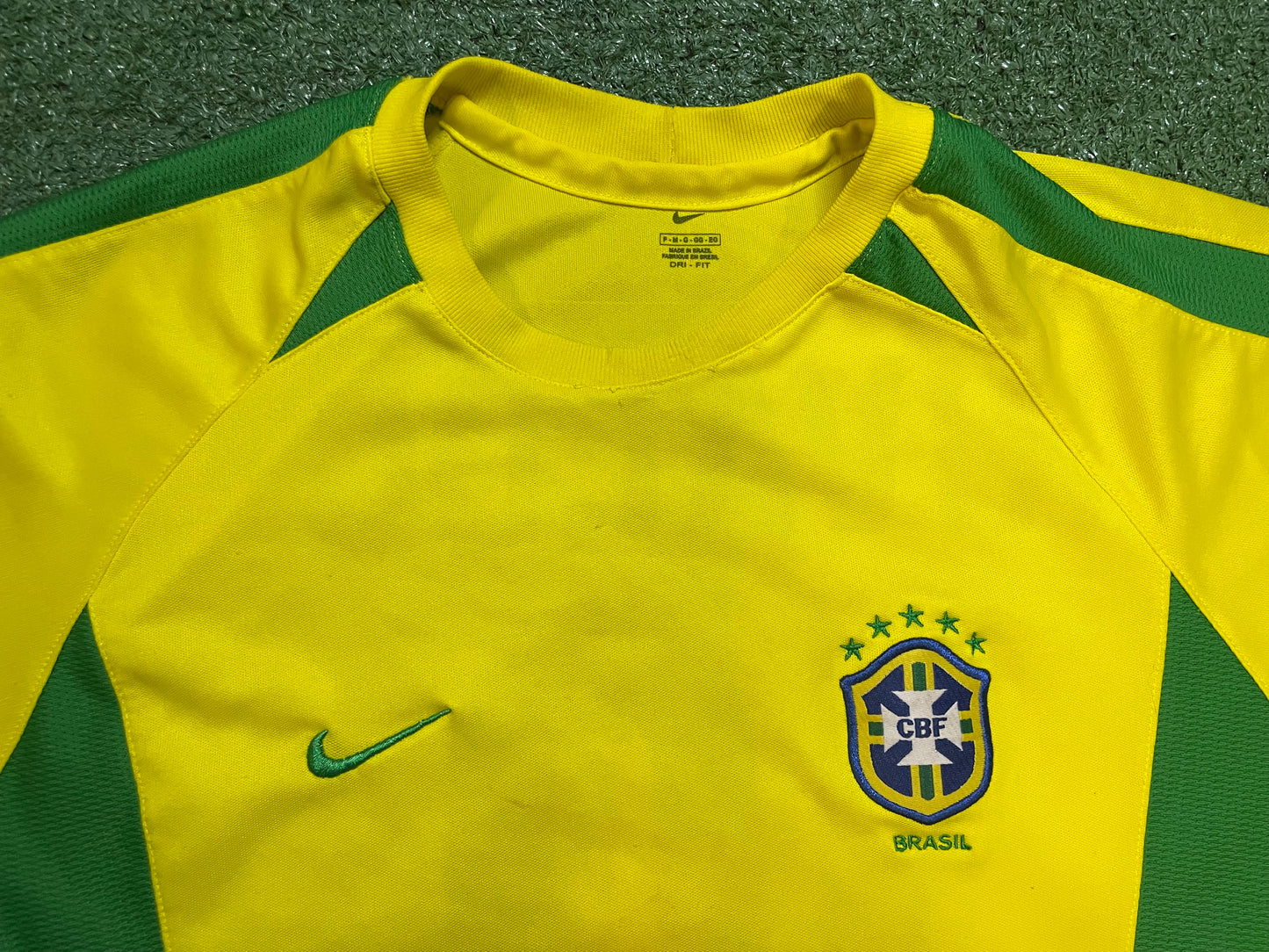 Nike Brazil green and yellow soccer Rivaldo #10 jersey