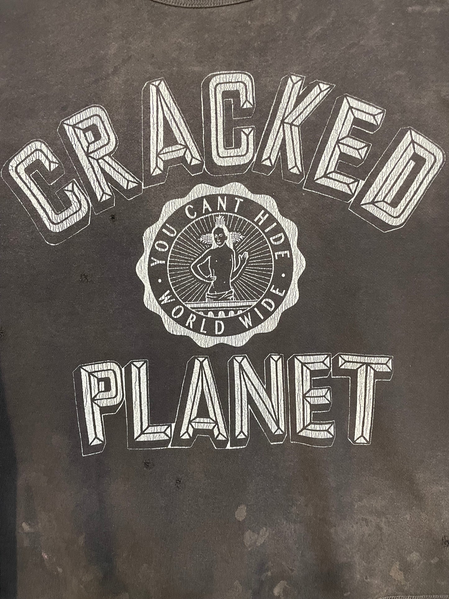 Saint Michael Cracked Planet distressed crewneck