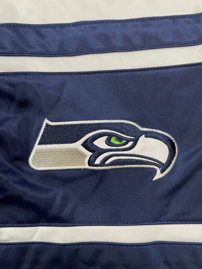 Vintage 2000s Seattle Seahawks white & navy blue zip up track jacket