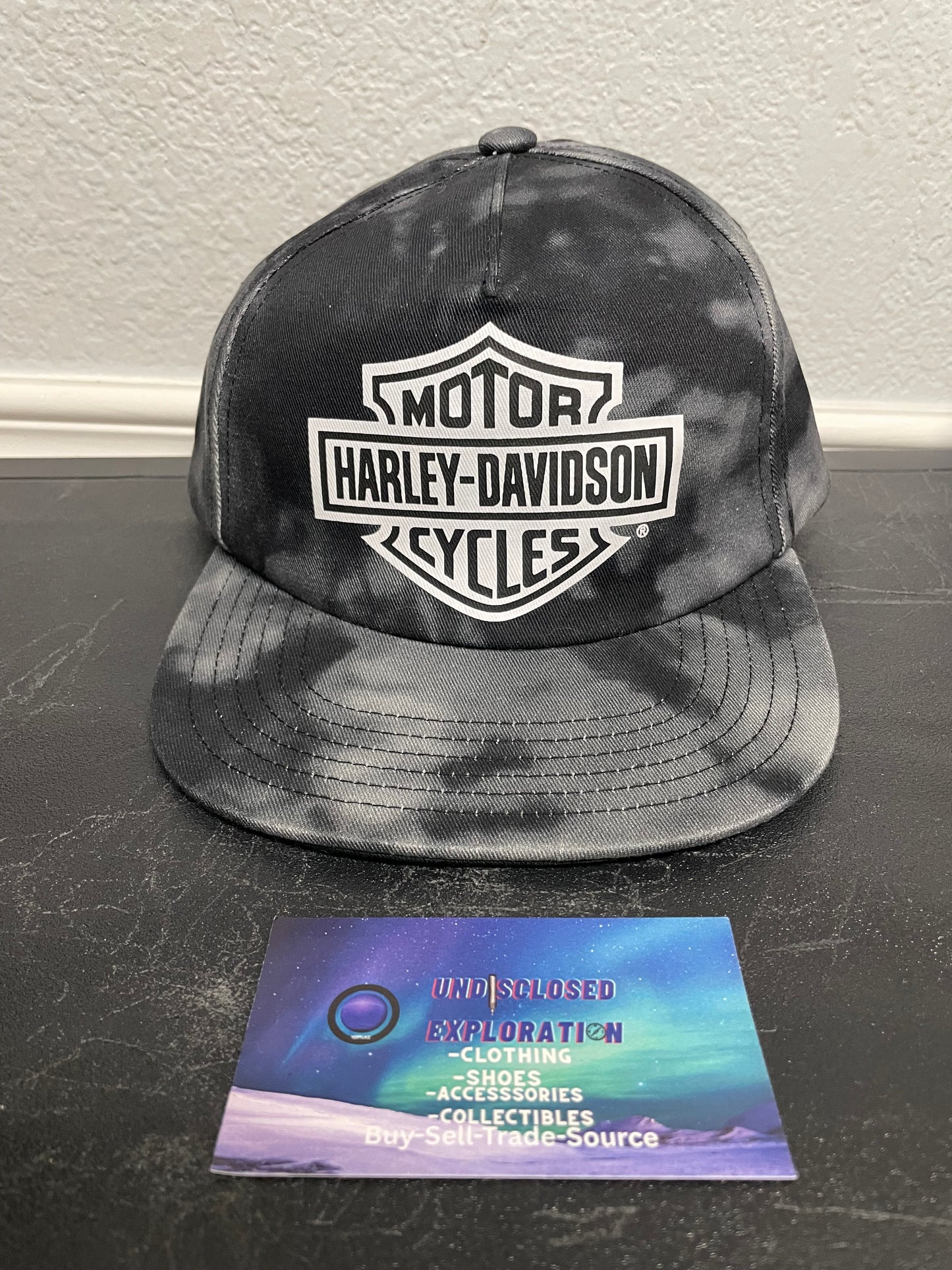 Harley Davidson grey & black tie dye hat
