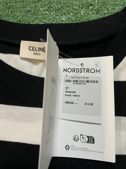 Celine embroidered cropped striped tee